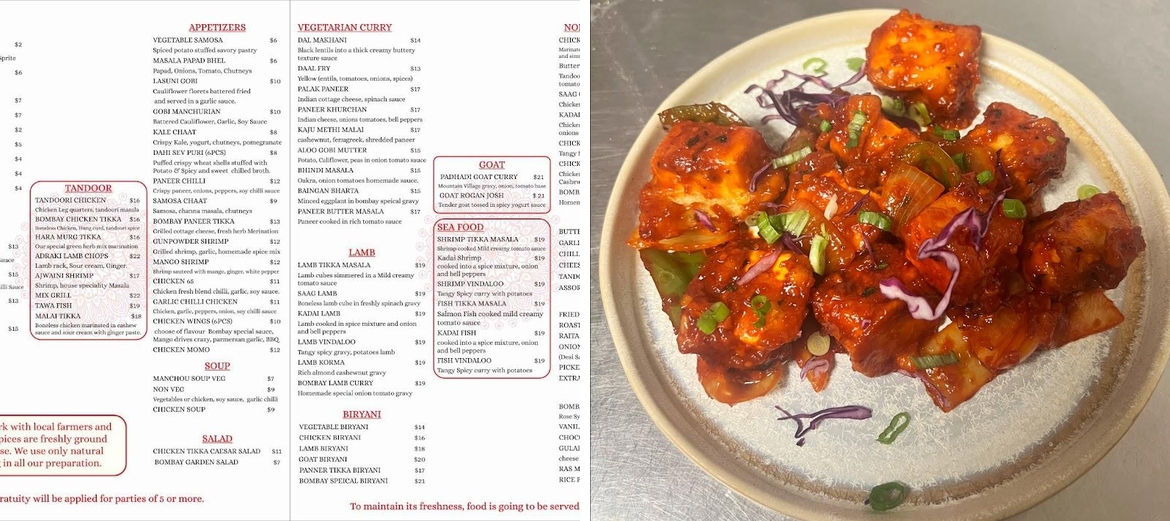 Bombay Kitchen Menu
